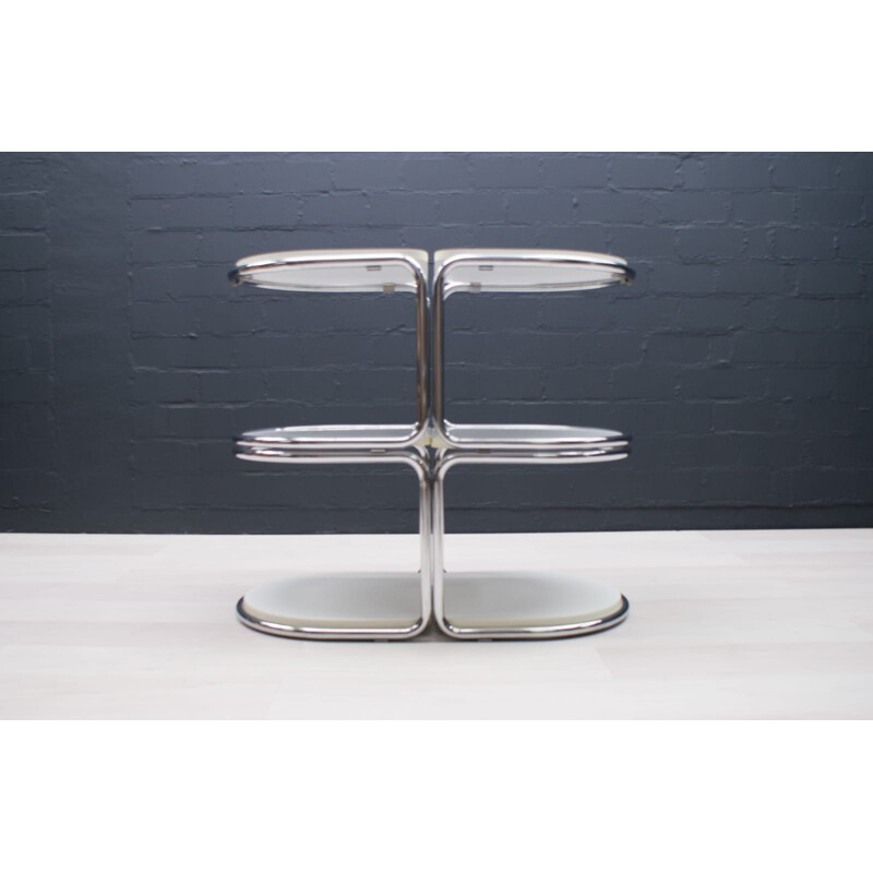 Pair of vintage semi-circular tubular steel shelves, Germany 1970