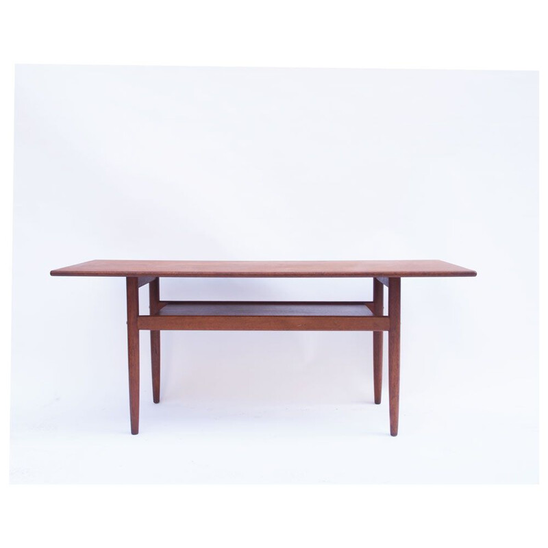 Vintage scandinavian coffee table, double danish top 1960