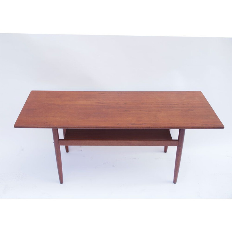 Vintage scandinavian coffee table, double danish top 1960