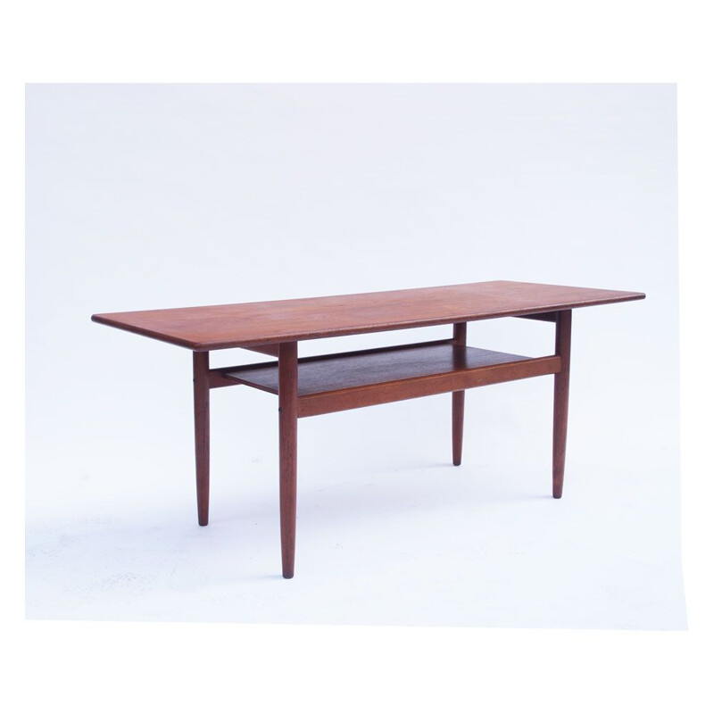 Vintage scandinavian coffee table, double danish top 1960