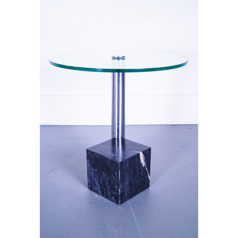 Grande table latérale vintage en marbre Glasstop Hank Kwint pour Metaform