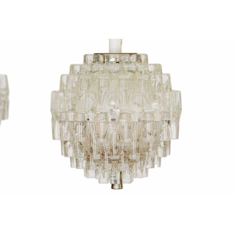 Pair of vintage glass pendant lights by Carl Fagerlund for Orrefors. Sweden 1960s