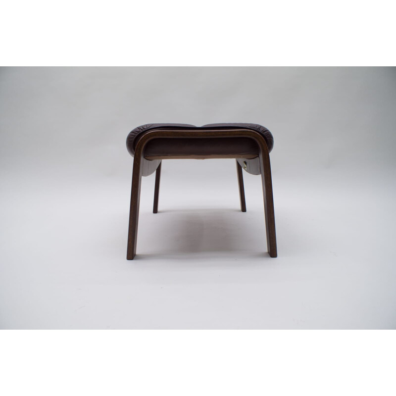 Vintage Leather Stool Göte Möbler, Swedish 1960s