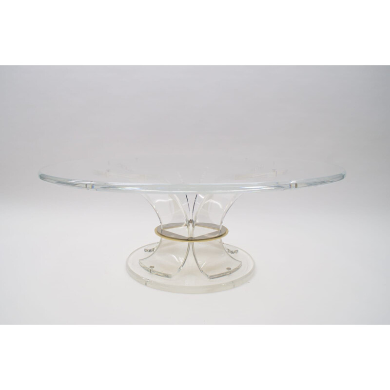 Vintage acrylic coffee table with two-tone ring, Italy 1970