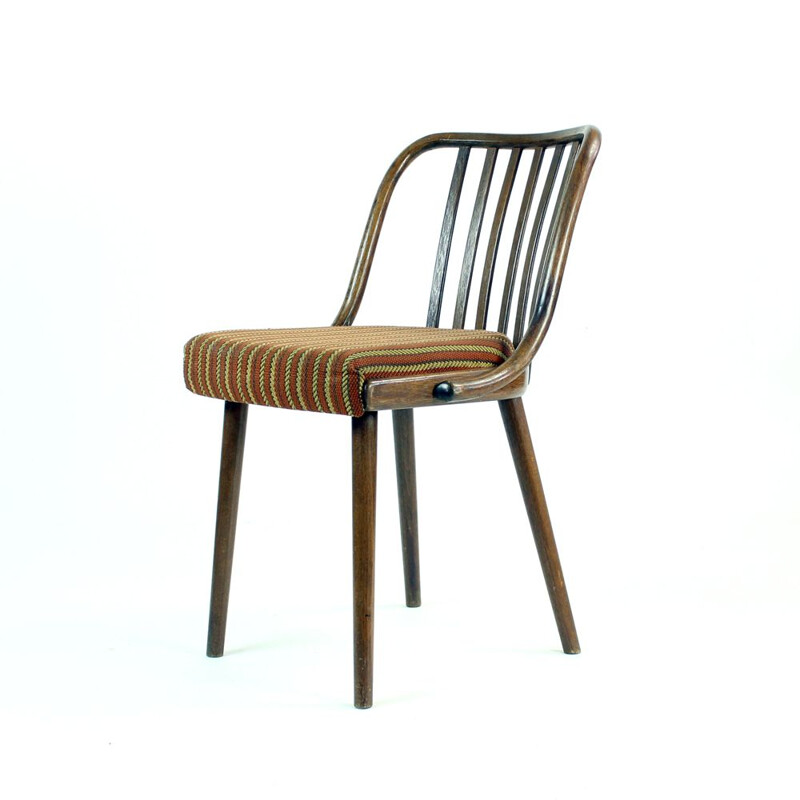 Juego de 4 sillas vintage de madera curvada de Thonet, Checoslovaquia 1960