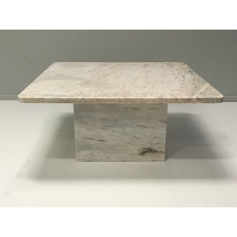 Table basse vintage en marbre blanc 1970
