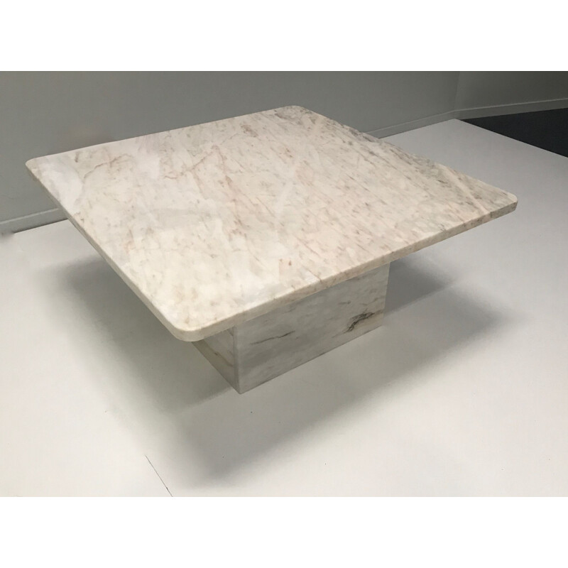 Table basse vintage en marbre blanc 1970