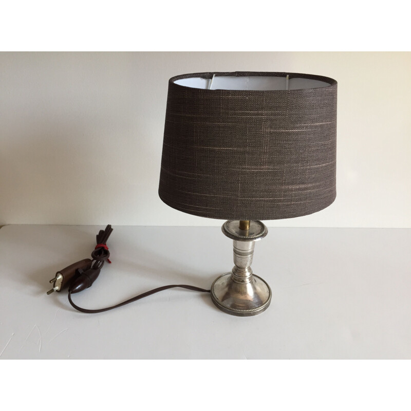 Small vintage chic silver lamp 1960