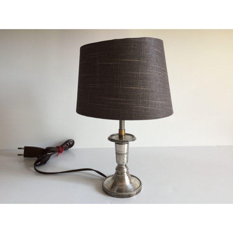 Small vintage chic silver lamp 1960