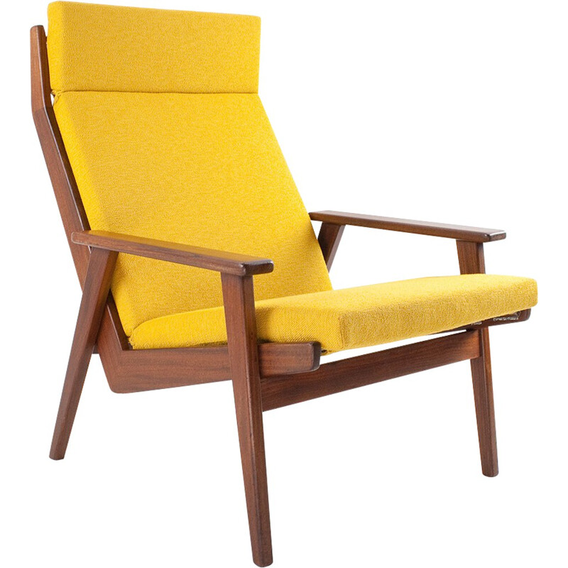 Gelderland "Lotus" armchair in wood and yellow fabric, Rob PARRY - 1950s