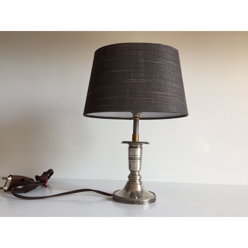 Small vintage chic silver lamp 1960