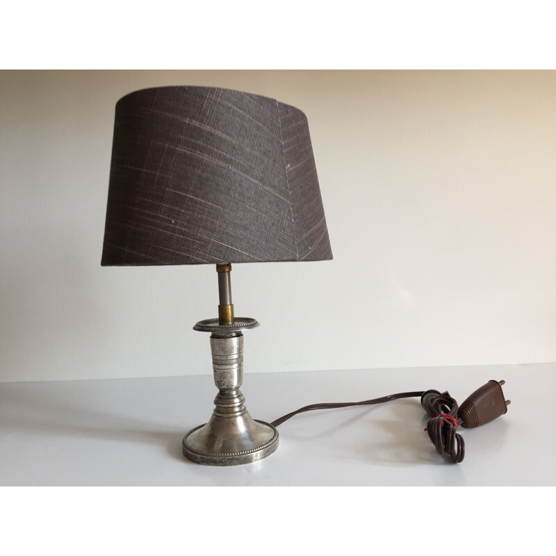 Small vintage chic silver lamp 1960