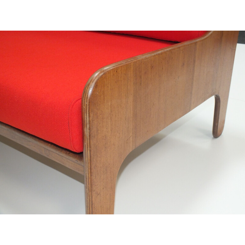 Vintage 2-seater Baronet Sofa in rosewood by Marco Zanuso for Arflex Italy 1964