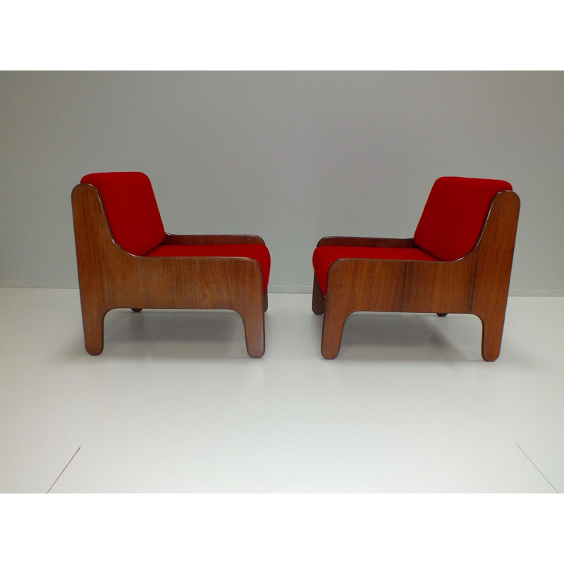 Pair of vintage Baronet rosewood lounge armchairs by Marco Zanuso for Arflex Italy 1964