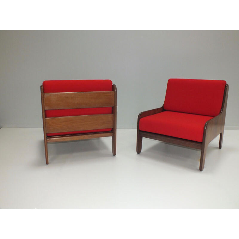 Pair of vintage Baronet rosewood lounge armchairs by Marco Zanuso for Arflex Italy 1964