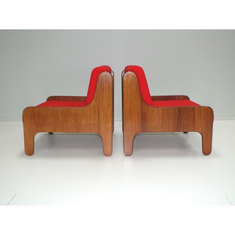 Pair of vintage Baronet rosewood lounge armchairs by Marco Zanuso for Arflex Italy 1964