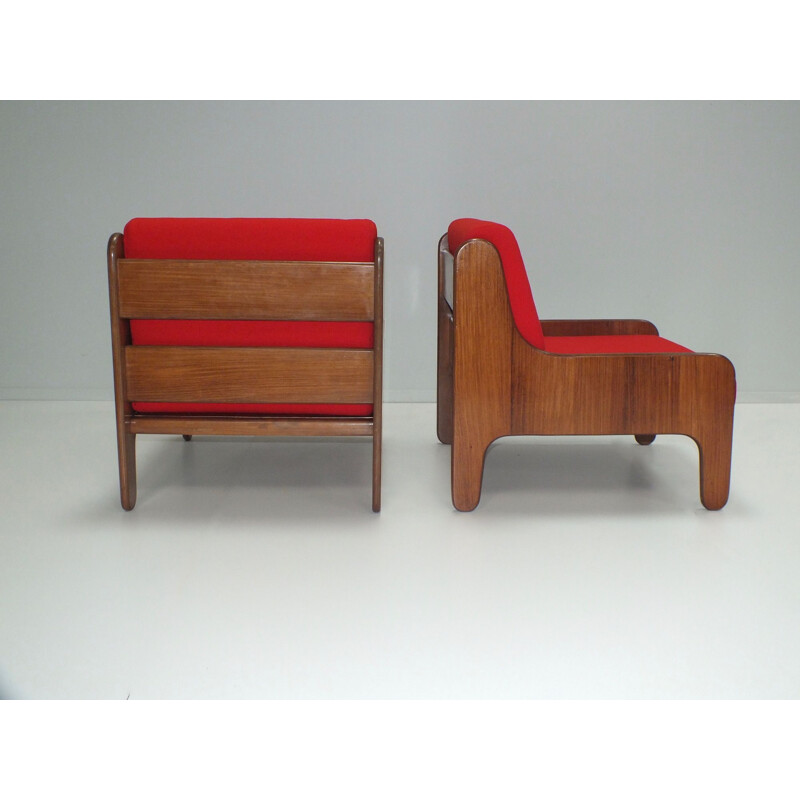 Paire de fauteuil lounge vintage Baronet en palissandre par Marco Zanuso pour Arflex Italie 1964