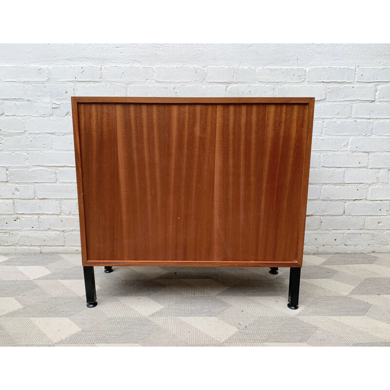 Small vintage teak bookcase with glass doors