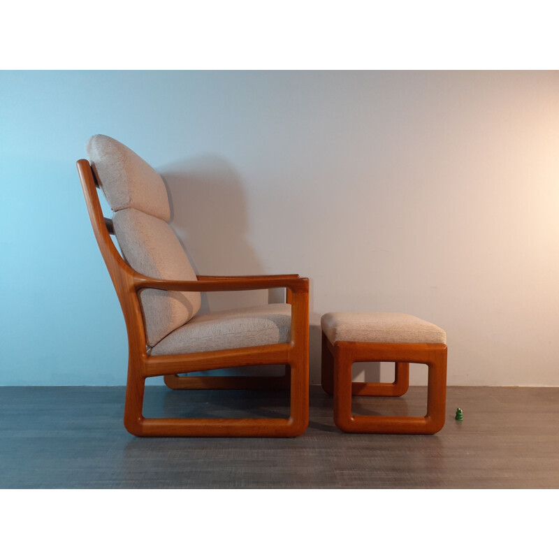 Vintage teak armchair with Ottoman by Juul Kristensen, Denmark 1970