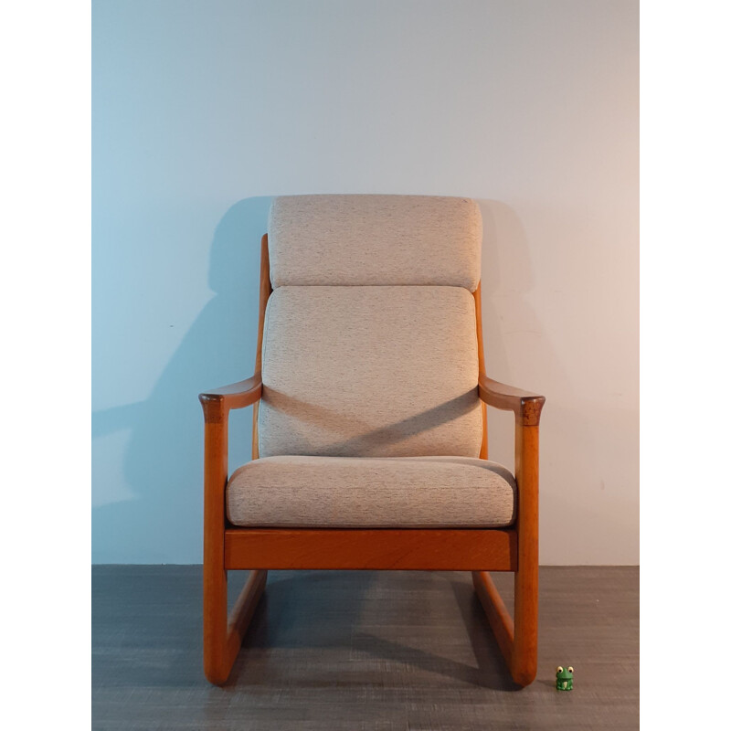 Vintage teak armchair with Ottoman by Juul Kristensen, Denmark 1970