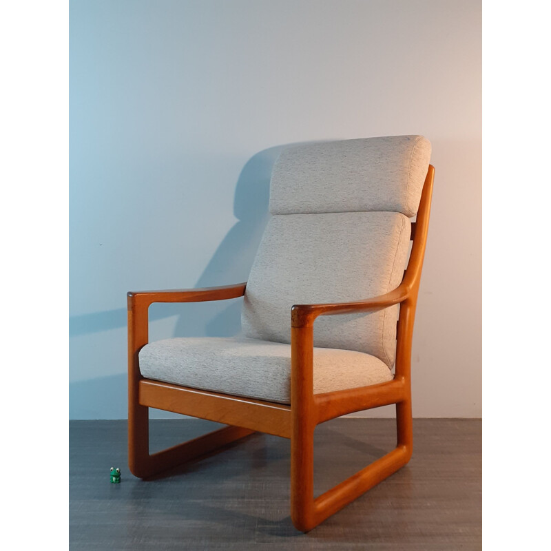 Vintage teak armchair with Ottoman by Juul Kristensen, Denmark 1970