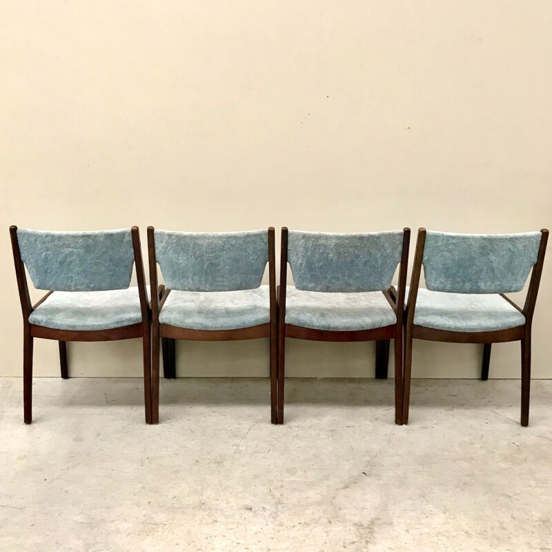 Set of 4 vintage mahogany chairs 1970