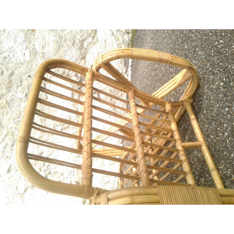 Pair of vintage rattan armchairs Paul Frankl