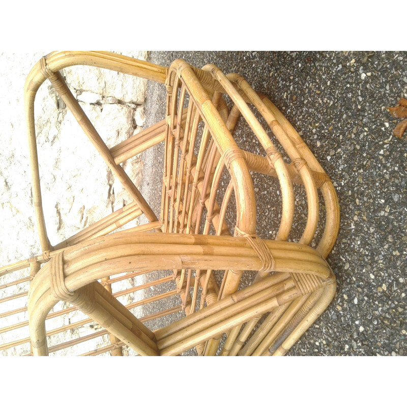 Paire de fauteuils vintage en rotin Paul Frankl