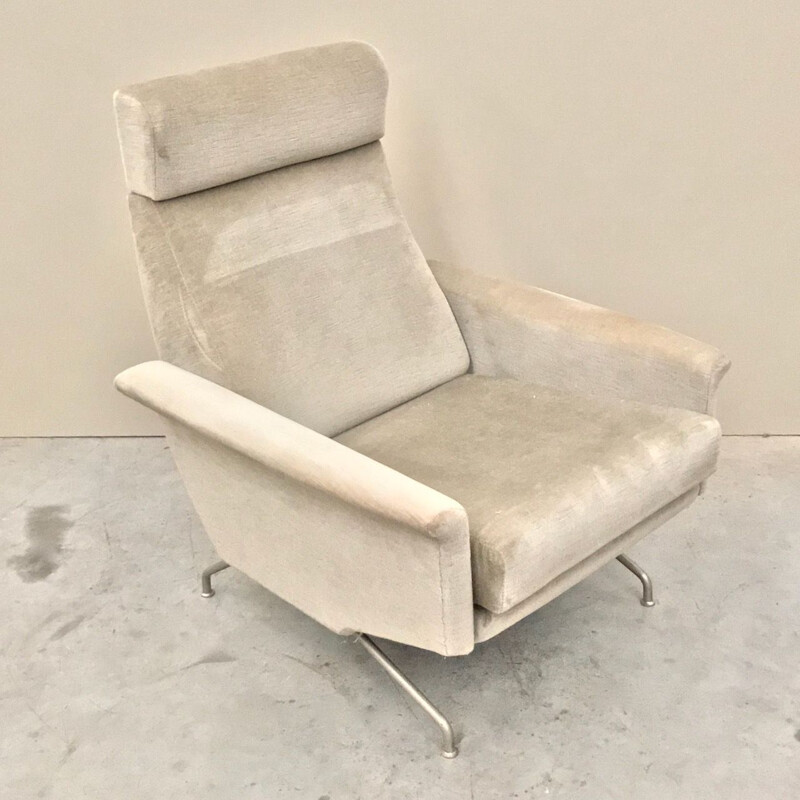 Vintage velvet lounge chair Italian 1970s