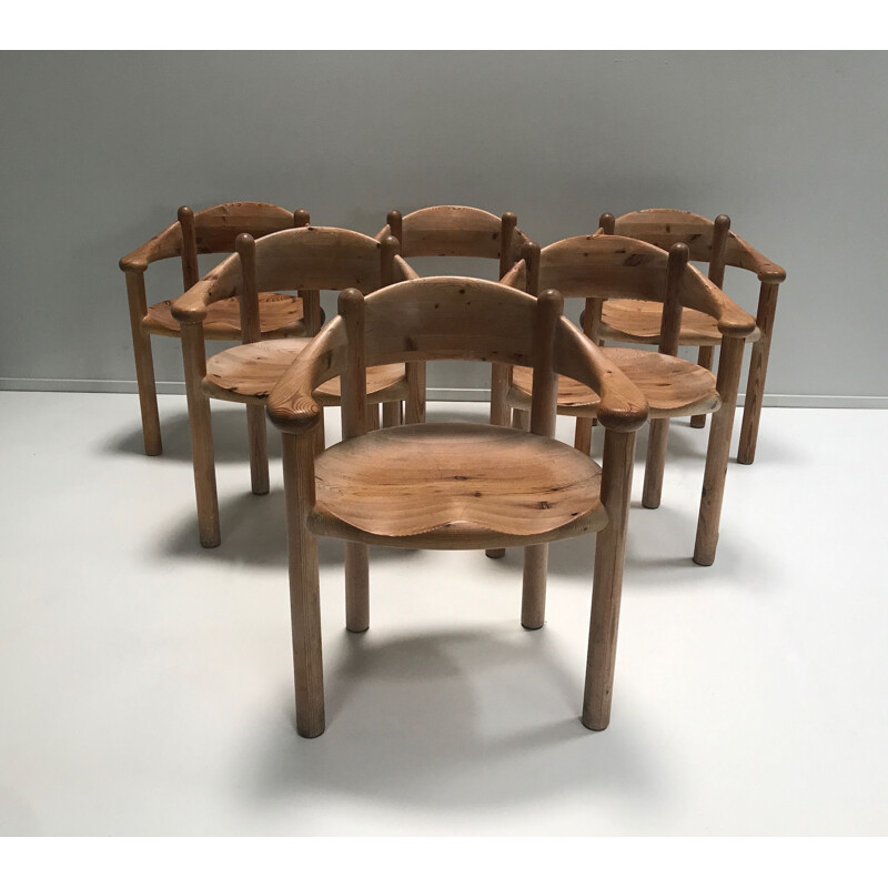 Ensemble de 6 chaises vintage en pin Brutaliste de Rainer Daumiller pour Hirtshals Savvaerk 1970