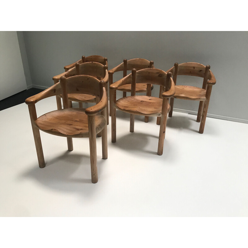 Set of 6 vintage pine chairs Brutaliste by Rainer Daumiller for Hirtshals Savvaerk 1970