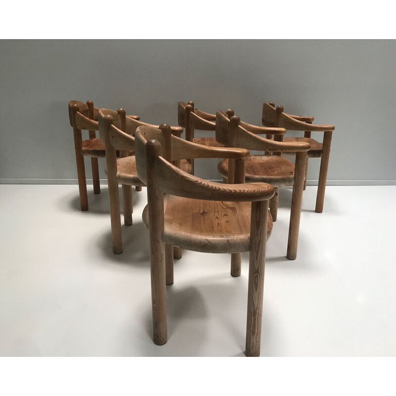 Set of 6 vintage pine chairs Brutaliste by Rainer Daumiller for Hirtshals Savvaerk 1970