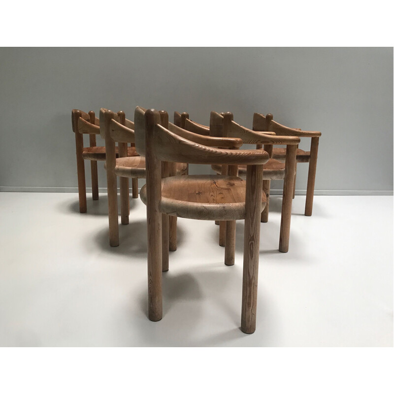 Set of 6 vintage pine chairs Brutaliste by Rainer Daumiller for Hirtshals Savvaerk 1970