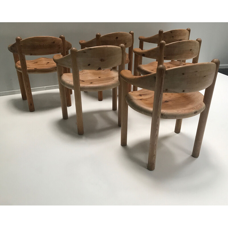 Set of 6 vintage pine chairs Brutaliste by Rainer Daumiller for Hirtshals Savvaerk 1970