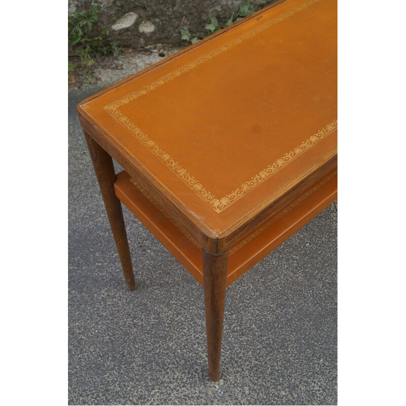 Vintage wooden and leather console