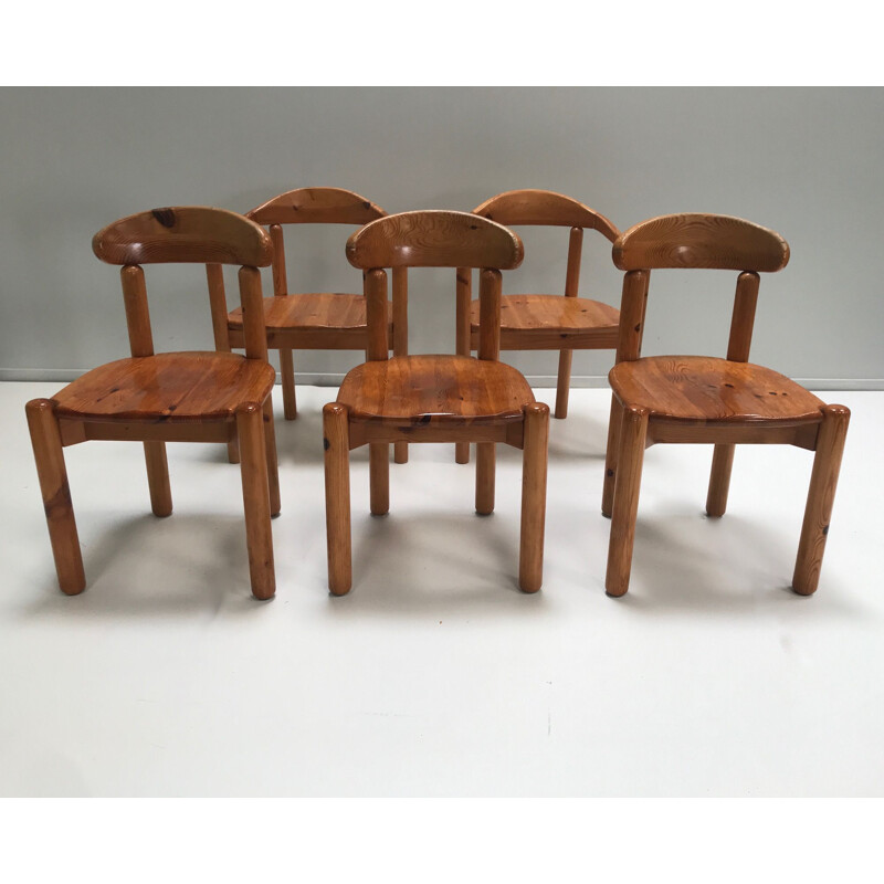 Set of 5 vintage Pine dining chair by Rainer Daumiller for Hirtshals Savvaerk 1980s