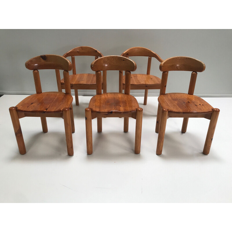 Set of 5 vintage Pine dining chair by Rainer Daumiller for Hirtshals Savvaerk 1980s