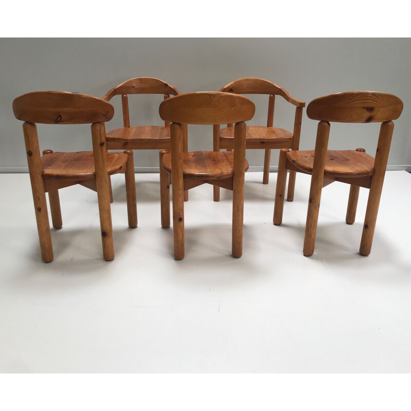 Set of 5 vintage Pine dining chair by Rainer Daumiller for Hirtshals Savvaerk 1980s