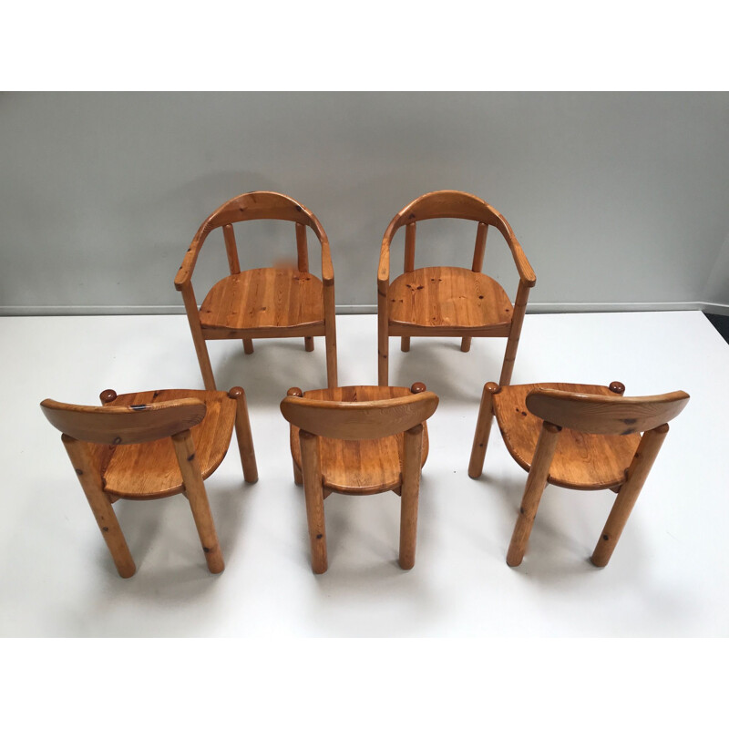 Set of 5 vintage Pine dining chair by Rainer Daumiller for Hirtshals Savvaerk 1980s