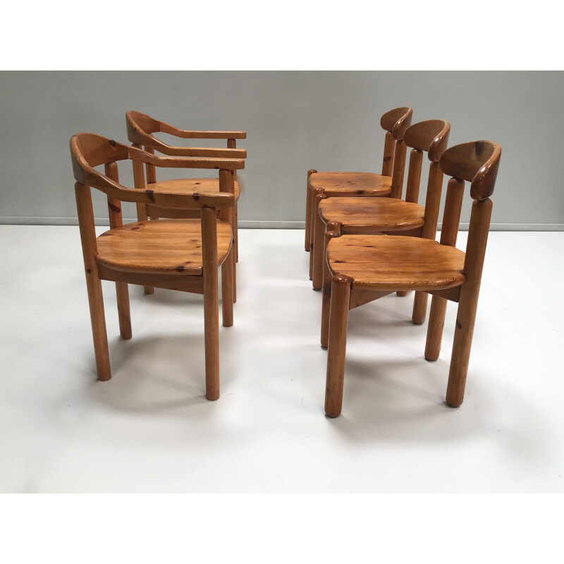 Set of 5 vintage Pine dining chair by Rainer Daumiller for Hirtshals Savvaerk 1980s