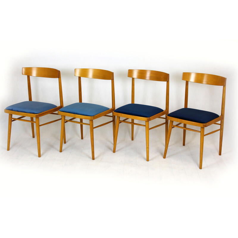 Set of 4 Ash Dining Chairs from TON, 1960s
