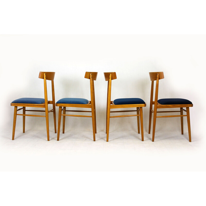 Set of 4 Ash Dining Chairs from TON, 1960s
