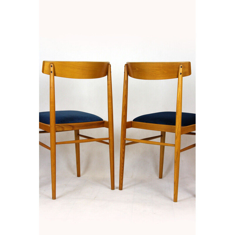 Set van 4 TON essenhouten stoelen, 1960