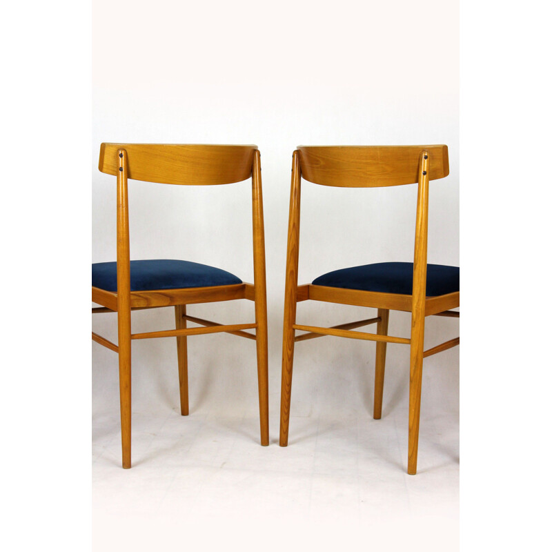 Set of 4 Ash Dining Chairs from TON, 1960s