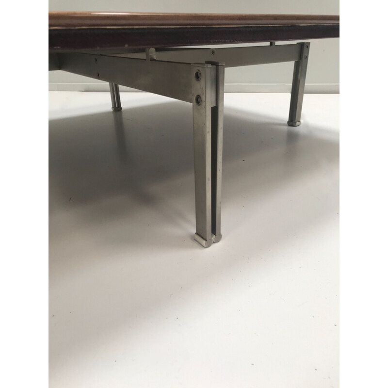 Vintage Onda birch and steel coffee table by Giovanni Offredi for Saporiti Italy 1970s