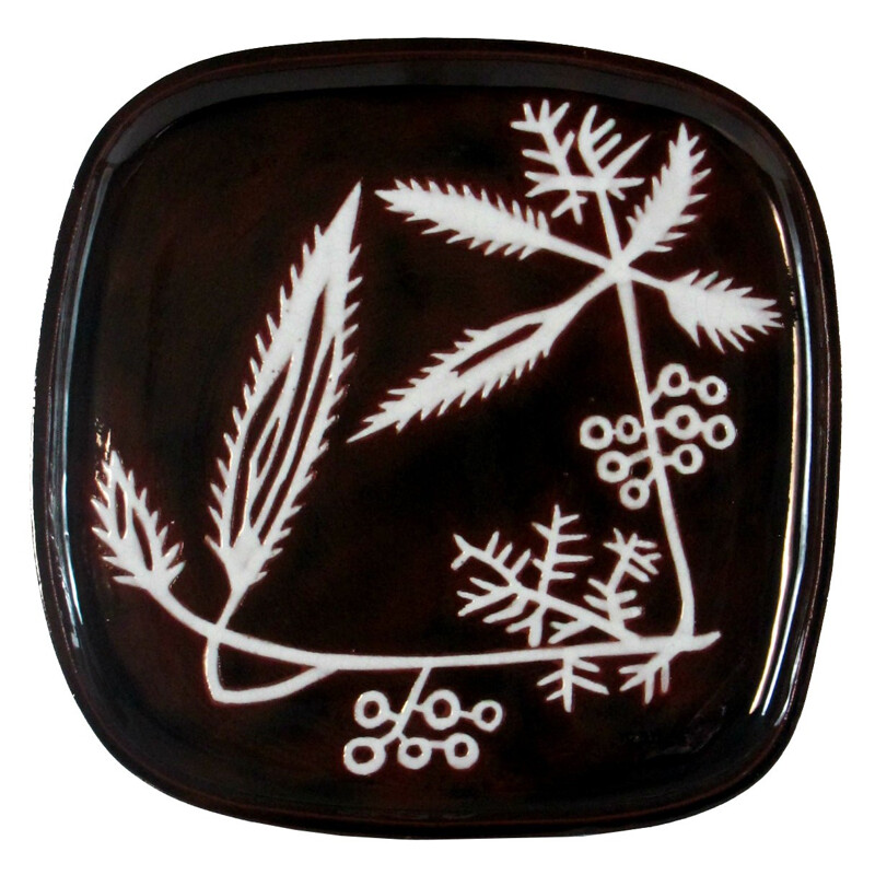 Plat céramique noire, Jean LURÇAT - années 50