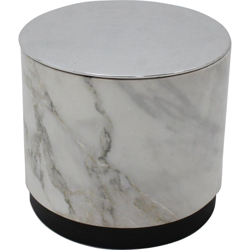 Vintage Container marble pouf, Italy 1970s