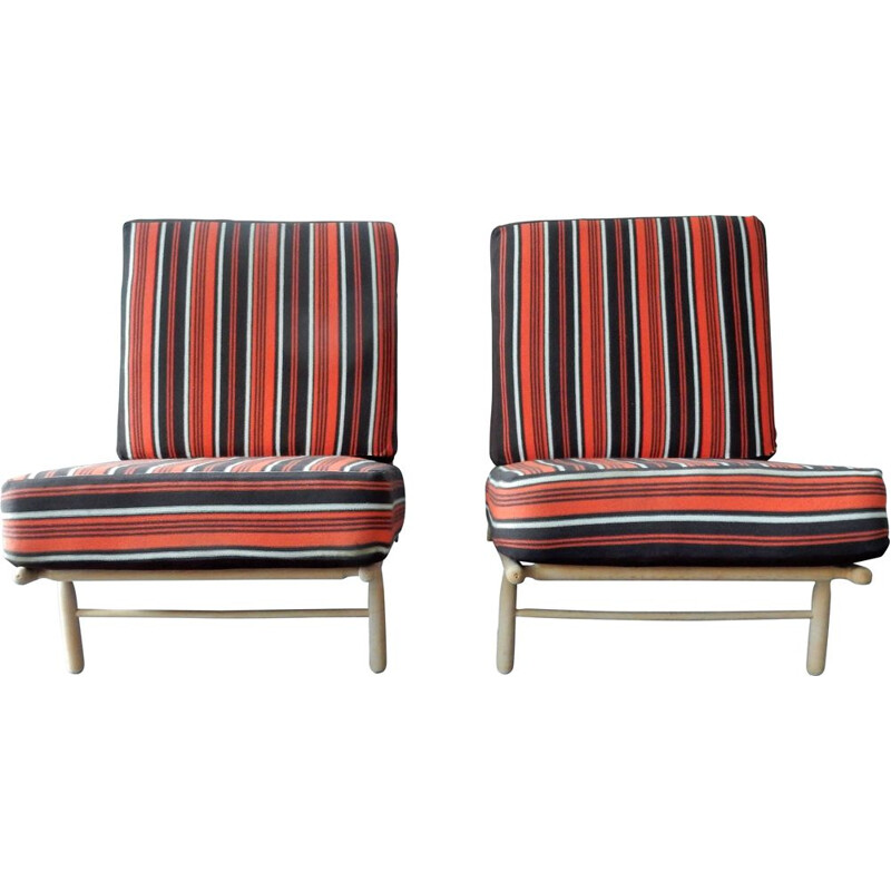 Pair of Mid-Century Lounge Chairs by Alf Svensson for Dux, Swedish 1950s