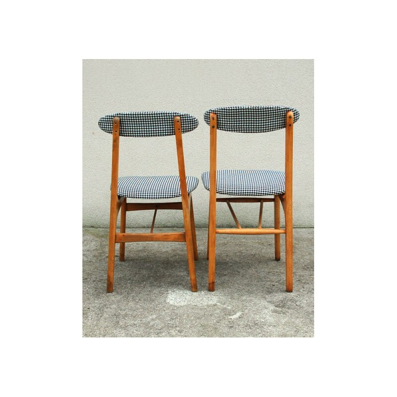 Vintage hound's-tooth pattern chairs - 1960s