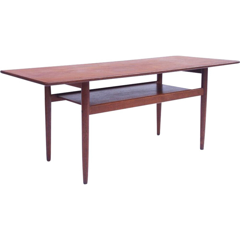 Vintage scandinavian coffee table, double danish top 1960